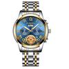 Orologio da uomo FenZun con Tourbillon Volante Nero e Cinturino in Acciaio con Diamanti Neri