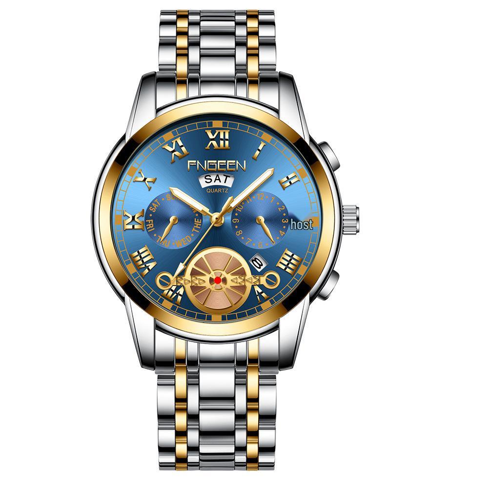 Orologio da uomo FenZun con Tourbillon Volante Nero e Cinturino in Acciaio con Diamanti Neri