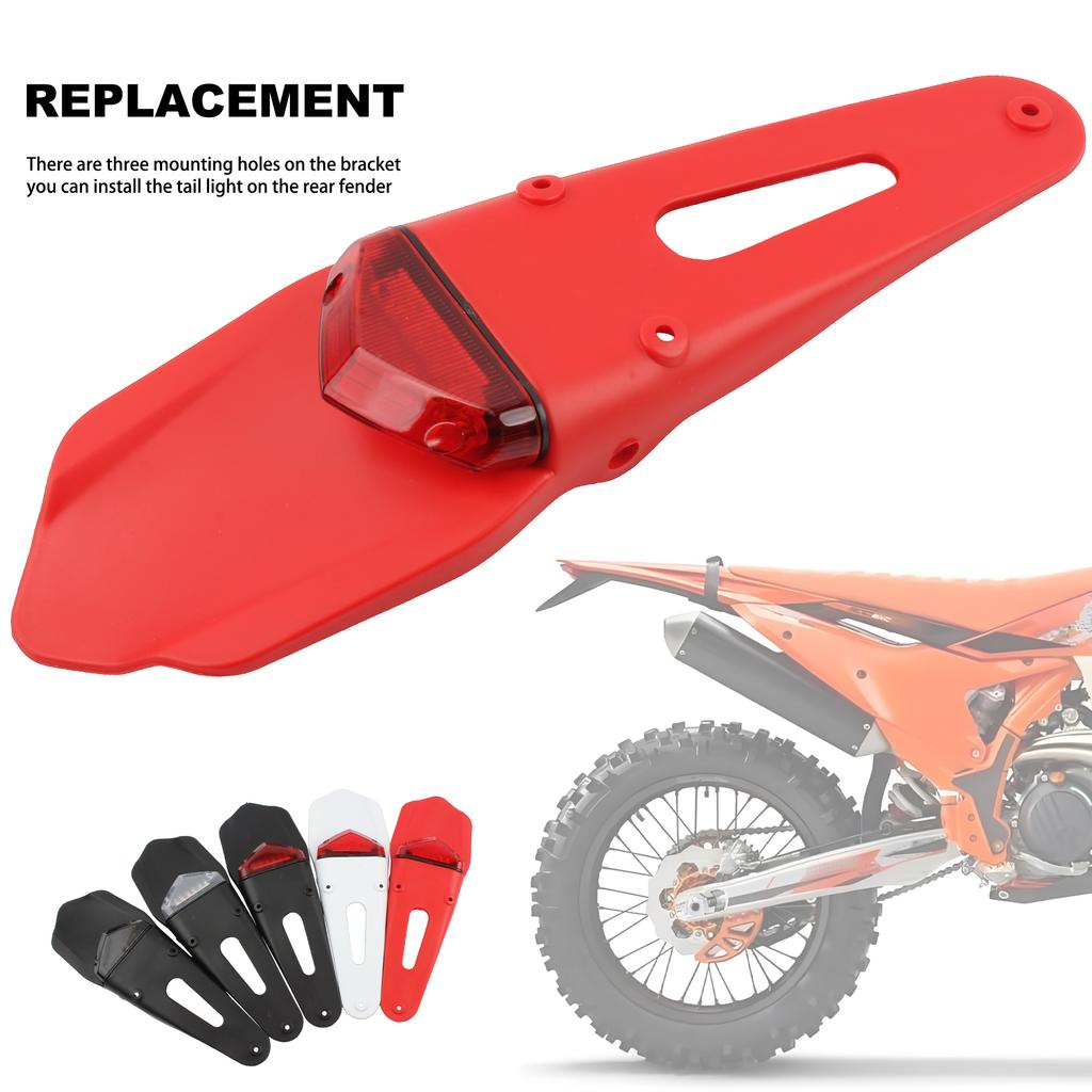 Universal Motorcycle LED Brake Tail Light License Plate Lamp Rear Fender For Motocross Dirt Bike Pit Bike Waterproof Accessories