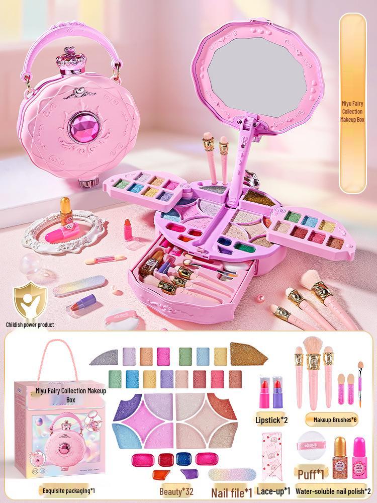 Princess Makeup Box: Washable Children's Cosmetic Set with Lipstick & Nail Polish - Perfect Birthday Gift for Girls