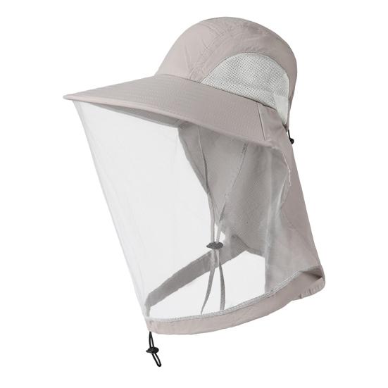 Fishing Hat Insect-Proof Bee-Proof Breathable Mesh Outdoor Anti-Mosquito Hat Shawl Design Wide Brim Summer светло-серый