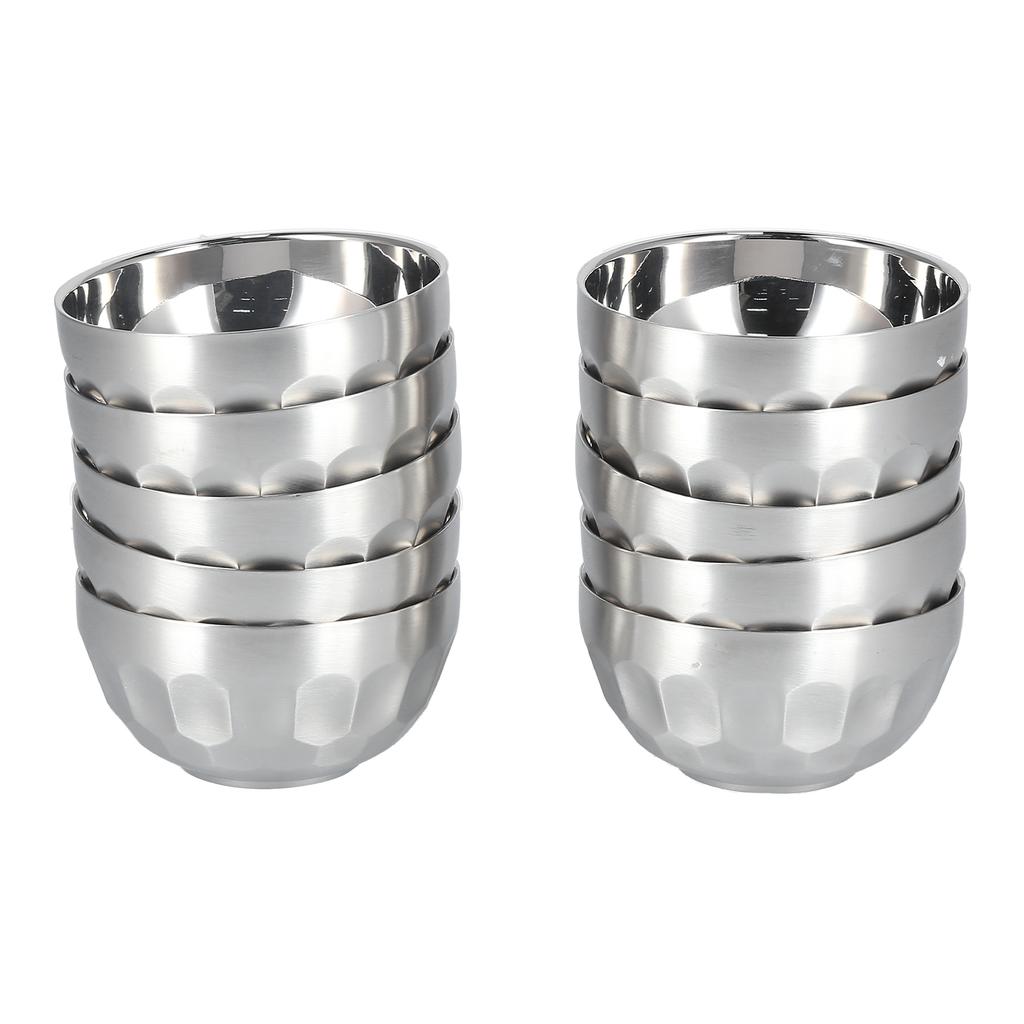 10pcs Soup Bowl 304 Stainless Steel Double Wall Reusable Salads Container Dishwasher Safe