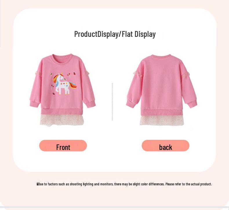 European Style Unicorn Embroidered Mesh Pullover Hoodie for Girls - Knitted Cotton Base Layer for Kids