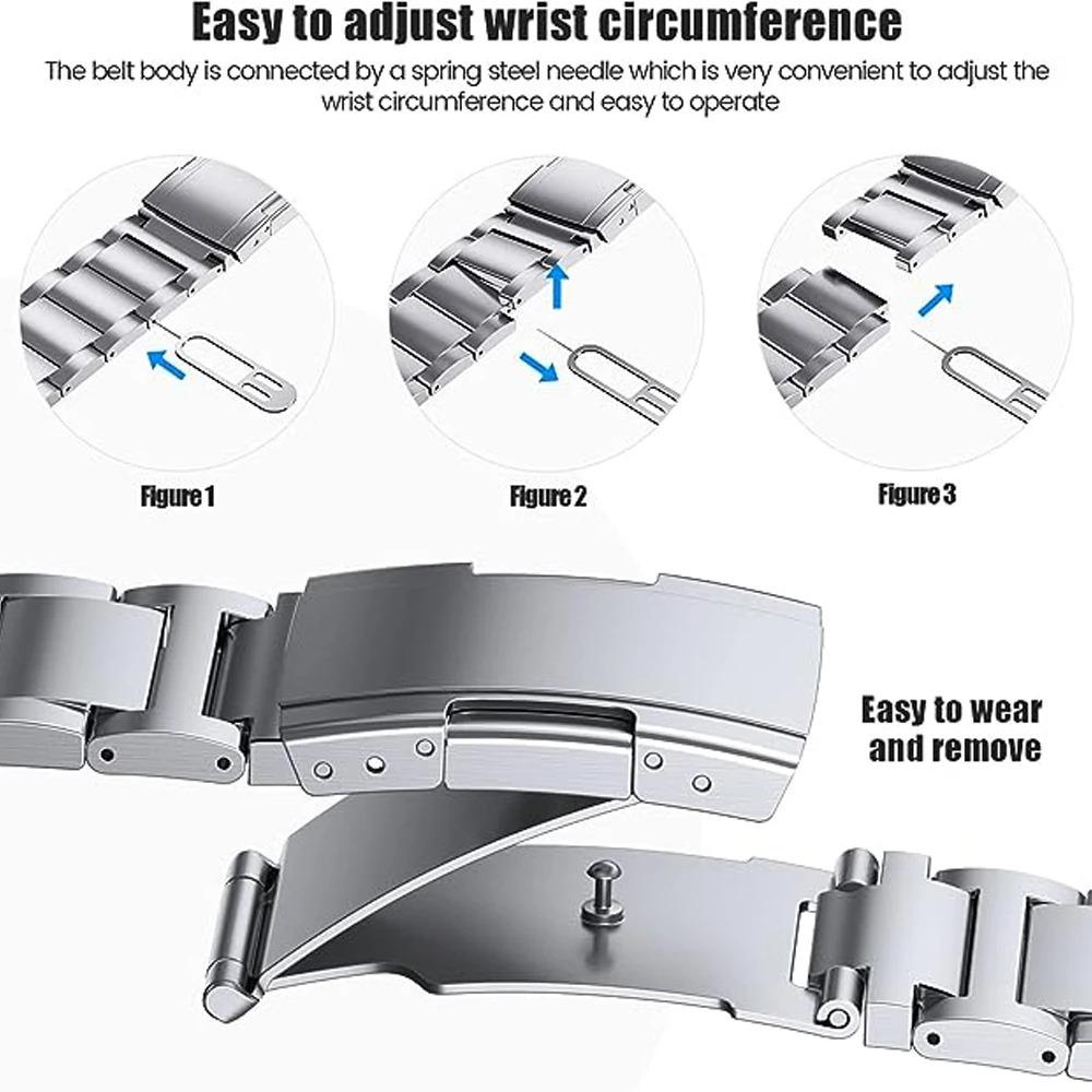 Watch Band For Xiaomi Redmi Watch 6 / 5 / 4 / Smart Band 9 Pro / 8 Pro 3-Bead Turtle Back Buckle Titanium Alloy Strap