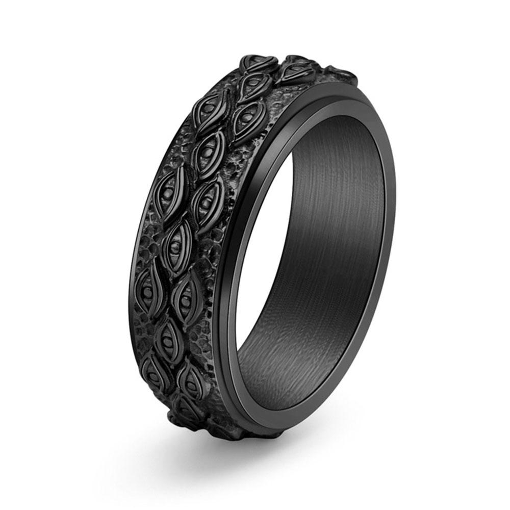 Vintage The Carved Eye of God Mens Stress Ring for Rotating Anxiety Stainless Steel Fidget Spinner Rings Anillos De Ansiedad