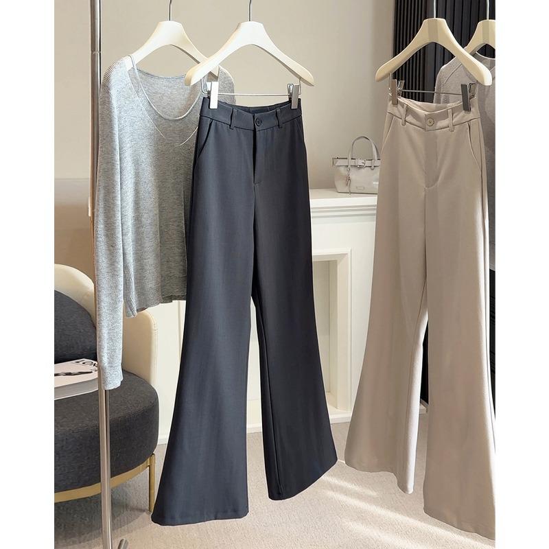 Temperament Versatile Wide-leg Micro-horn Casual Suit Pants for Women, New High-waisted and Thin Trousers In Spring and Autumn