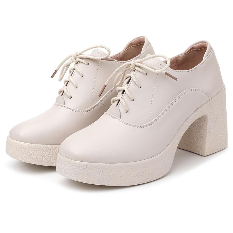 Fashion AIYUQI Women High Heels Autumn New Genuine Leather Platform Women Business Dress Shoes Lace-up British Style Office Shoes Women