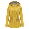 Red Waterproof Hooded Jacket Women Fashion Casual Coat Waist Drawstring Tie Zipper Switch Blue Green Yellow Black Windbreaker