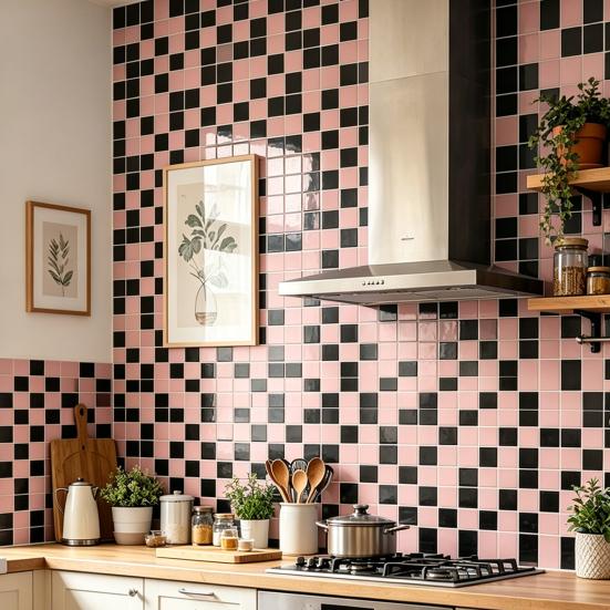 2Pcs 3D Mosaic Tile Sticker, 11.8 x 11.8 Inch Removable Wallpaper Tile, 3D Self Adhesive Wall Tiles, Bathroom Wall Tiles for Kitchen Backsplash, PVC