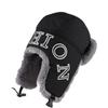 Korean Version of Alphabet Plush Cap for Men and Women, Winter Thickened Plush Ear Protection Hat, Outdoor Cycling Windproof Cap