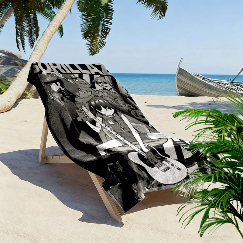 Gorillaz 2D Flat Print Beach Towel, Large Soft Quick Dry Towel for Beach Camping Swimming.NSTJ0928070