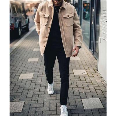 Herbst und Winter Neue Herrenbekleidung Jugendliche Freizeit Herrenjacke Oberteil Wollmantel Mantel Herren