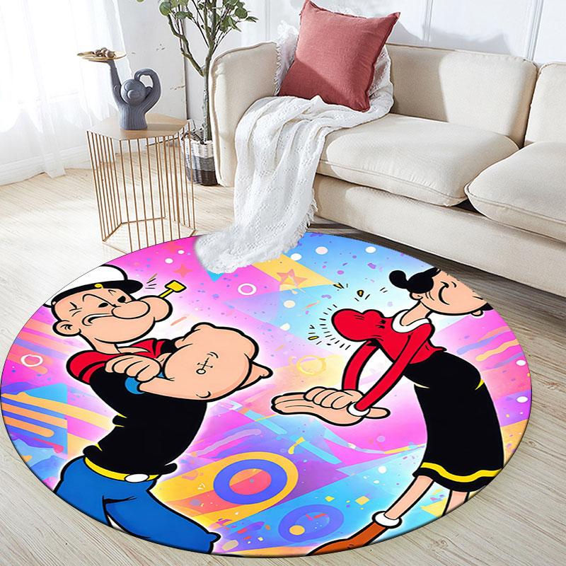 Popeye the Sailor Man,Round Area Rug,Carpet Rug for Living Room Bedroom Sofa Playroom Decor,Non-slip Floor Mat