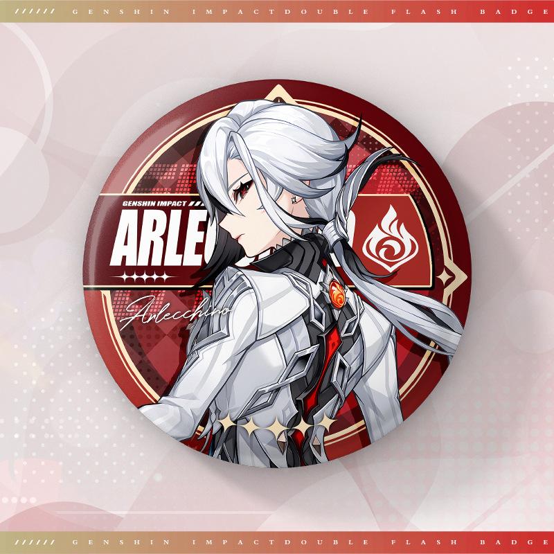 75MM Game Genshin Impact-3 Round Badge Anime Brooch Pin Cosplay Hu Tao Cartoon Figure Clothing Backpack Accessories Fans Gifts