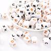 10Pcs 12mm Silicone Beads Letters Golden Black English Alphabet Letter Bead Bpa Free Material for Diy Chew Necklace Teether Toys