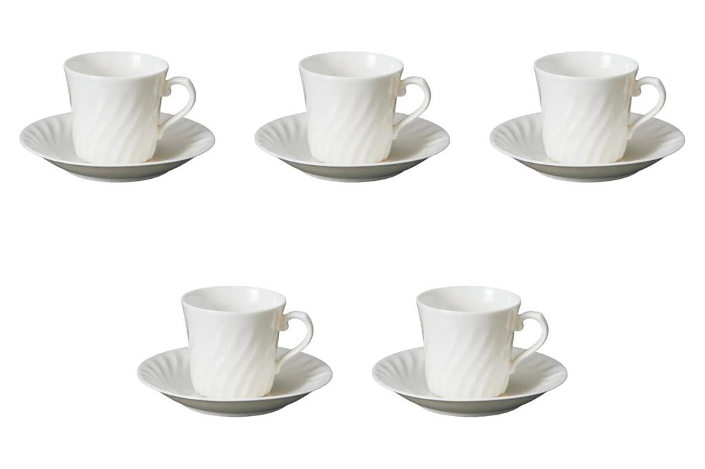 Set of 5 NB86119 Thin Coffee Cups x x x 2 cm Fuse Ware Cups Saucers by Setomonohonpo [9.5 7.4 6.8 cm, 13.7 (180cc)] &