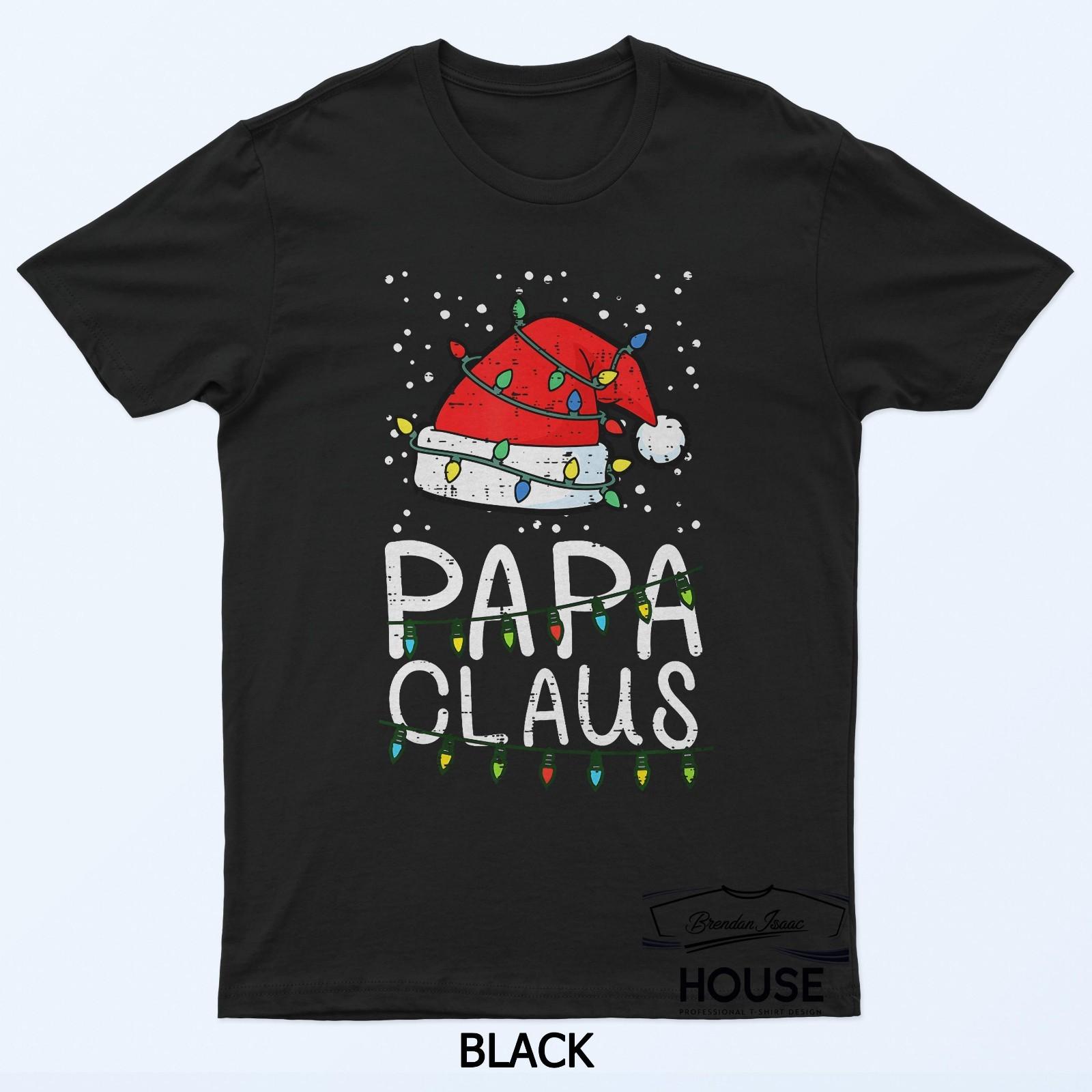 Christmas Papa Claus Santa Hat Xmas Dad Family Matching Men T-Shirt XL
