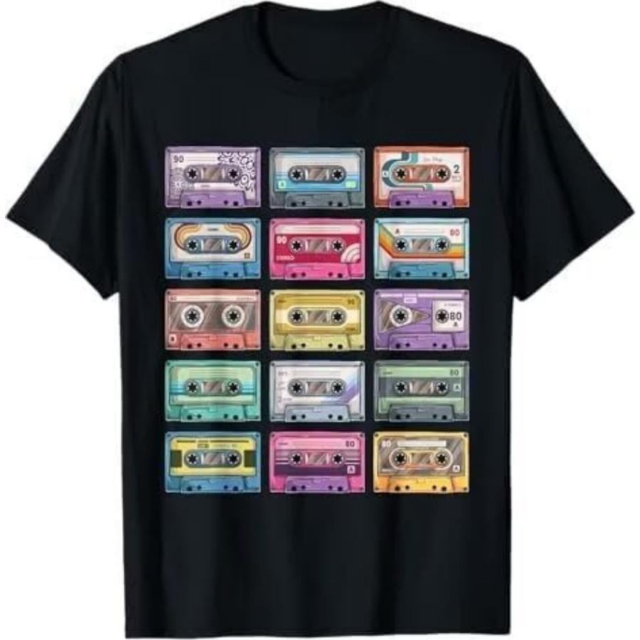 Vintage Cassette Tapes Collection 80 s 90 s Music Mixtape T-Shirt XXXXXL чёрный