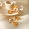 Diamond-studded Geometric Ring for Women, 18k Gold Plated, Non-fading, Light Luxury White Mother-of-pearl Titaniu