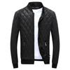 Youth Blue Leather Jacket with Stand Collar, Zipper, Side Pockets, and Round Hem - European-American Style, Winter Collection.