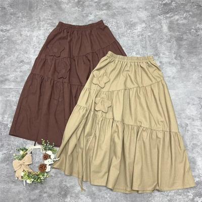 Japonais Élastique Taille Étoile Jupes Femmes Taille Haute Jupe Fleur Tridimensionnelle Printemps Été