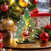 Lighted Christmas Tree Tabletop Decoration with Wooden Holiday Display for Festive Home Party Decor