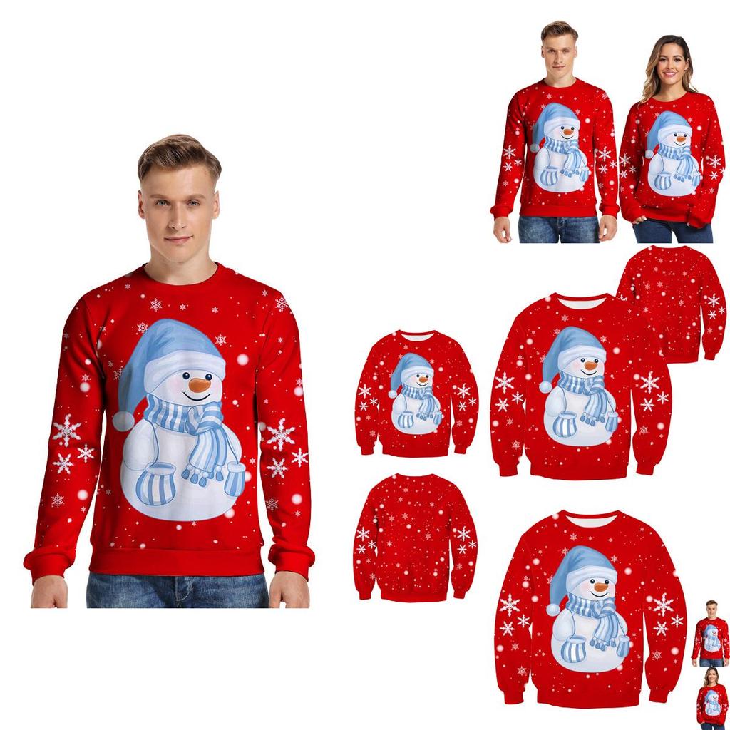 Cozy Women's Christmas Sweater With Snowman Pattern And Crew Neck Pullover Style