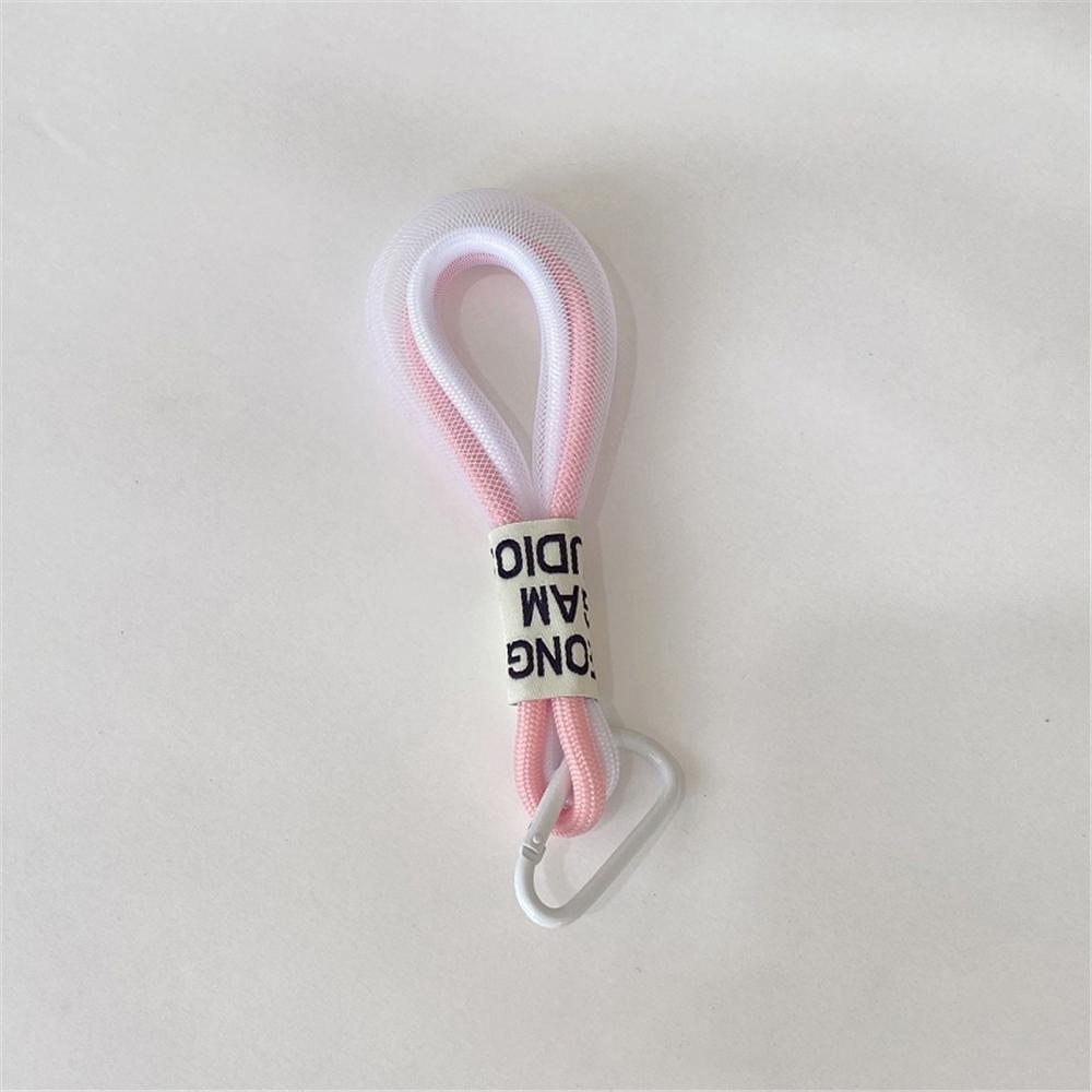 Mesh Fluorescent Keychains Mobile Phone Strap Bag Pendant Double Color Braided Rope Car Key Holder Accessories Gift