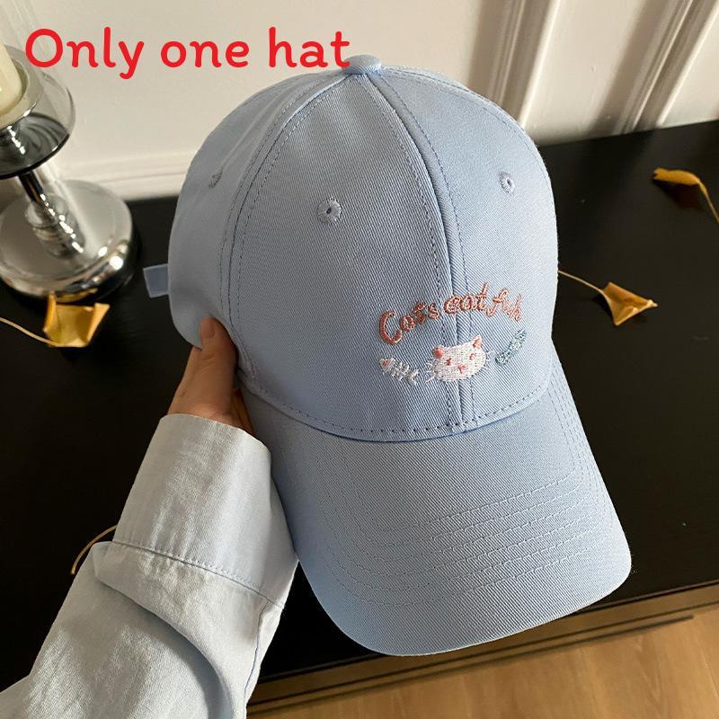Spring Summer Fashion Baseball Cap With Cat Embroidery And Wide Brim Sun Hat For Women
