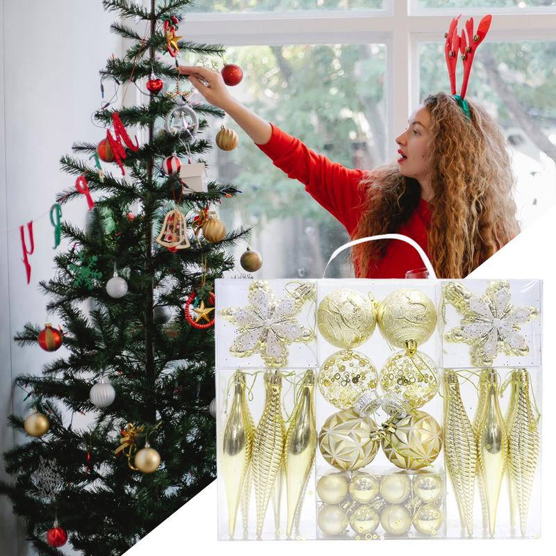 Kugelanhänger für Weihnachtsbaum 40X Dekorative bruchsichere Ornamente für die Feiertage Kein Farbverblassen Weihnachtsbaumkugel mit Seil
