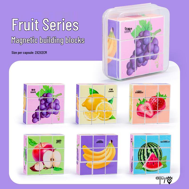 Early Education Magnetic Building Blocks - 3D Cartoon Animal Puzzle Cubes