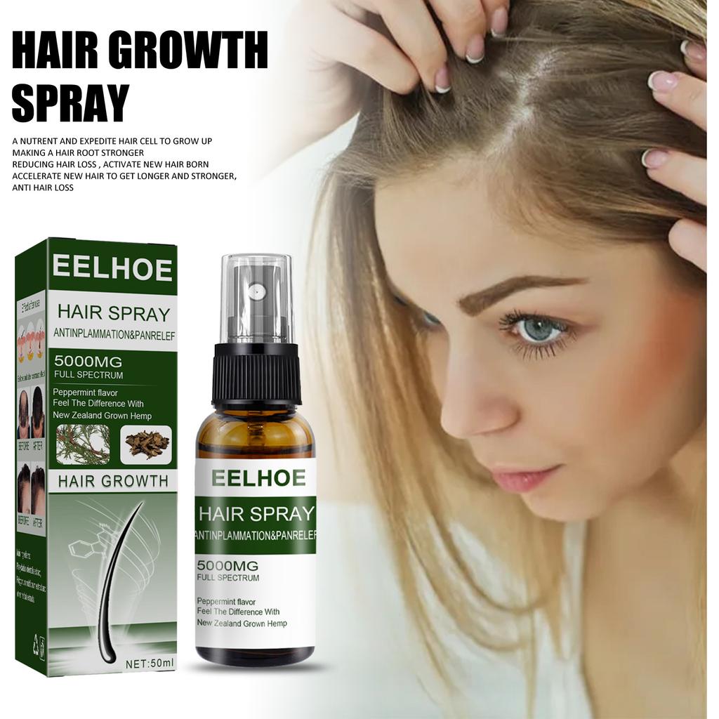EELHOE Ingwer-Haarwachstumsspray, ätherische Öle, Haarausfall-Behandlung, schnelles Wachstum, verhindert trockenes, krauses, beschädigtes, dünner werdendes Haar, Reparaturpflege, 50 ml