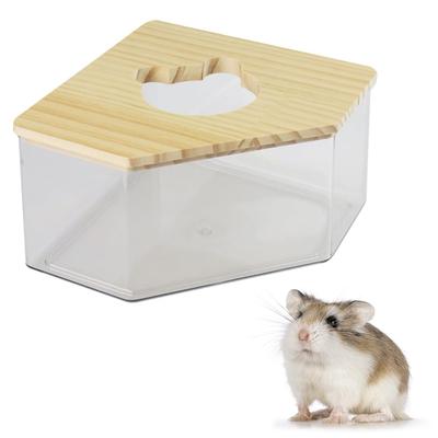 Corner-shaped Toilet for Small Animals, Cage Corner, with Lid, Transparent, See-through, Shatterproof, Washable, for Hamsters