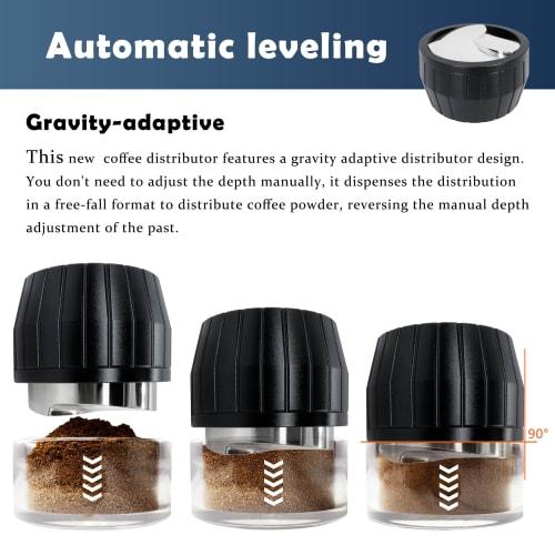 NEOUZA Coffee Distributor - Gravity Self-Adaptive Espresso Portafilter with Leveler and 3-Leaf Clover Base (58mm)