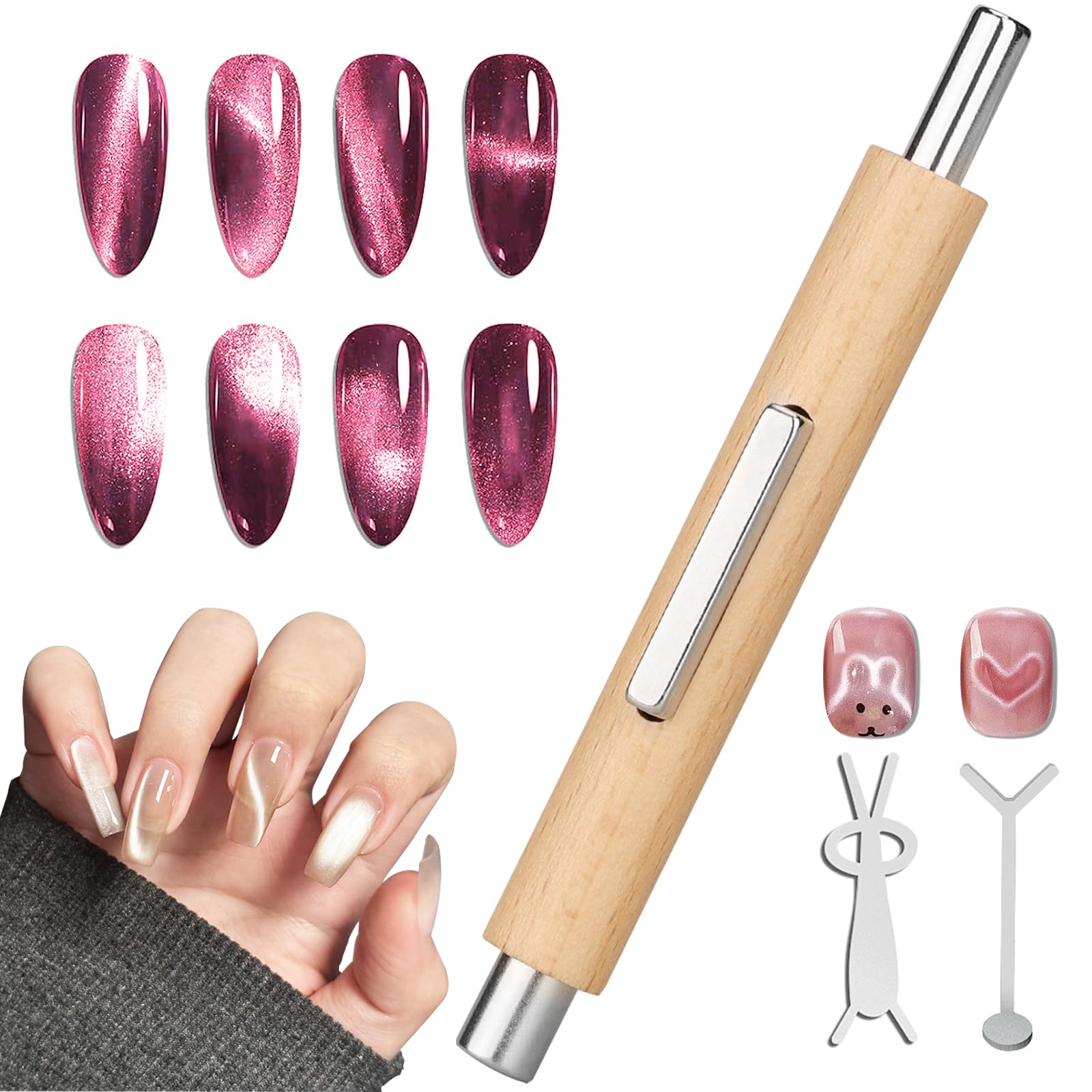 

Elegirme Nail Strong Cat Eye Nail Art Magnetic Gel Nail Cute 3D Nail Art Tool for and Home Use Magnet, 3-Way Magnet, Tool, Stick, Wooden, Self-Care