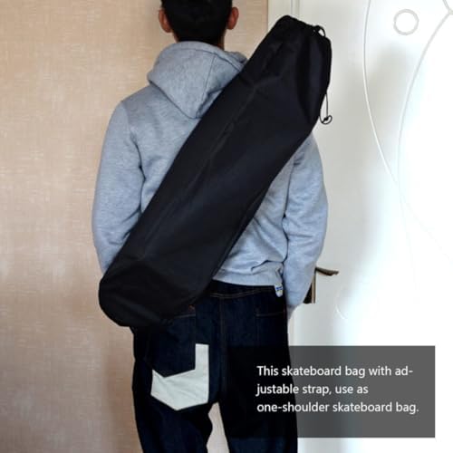 TINEASUR Skateboard Bag 600D Oxford Water Resistant Black with Shoulder Strap for Skateboard & Longboard