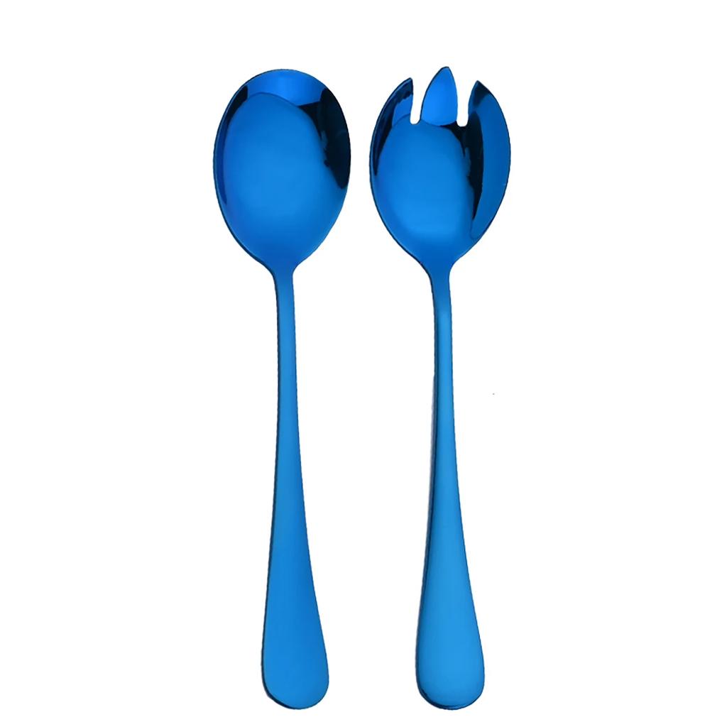 2 Stück Gold Salatlöffel Gabel Edelstahl Salatbesteck Europäischer Stil Salatbesteck Set Küchenwerkzeug Zubehör