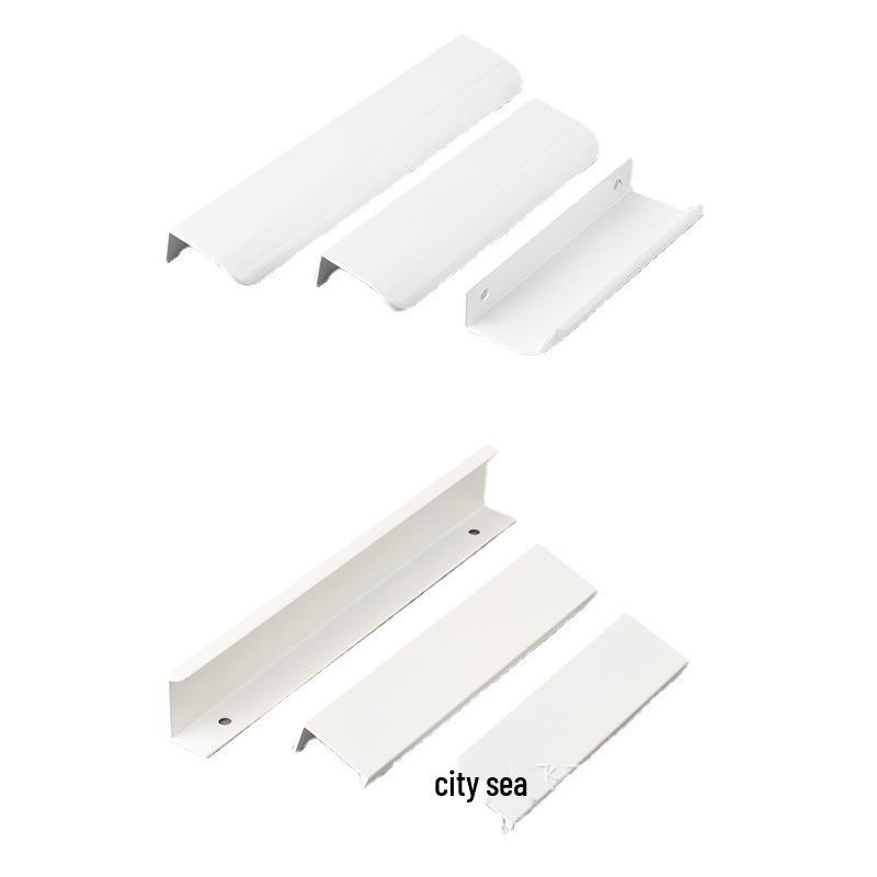 Milk White Ultra-Thin Minimalist Handle for Wardrobe, Cabinet, and Drawer Doors 50mm Right Angle - 80mm Length