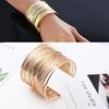 Women Multilayer Metal Wires Strings Open Bangle Wide Cuff Bracelet Jewelry