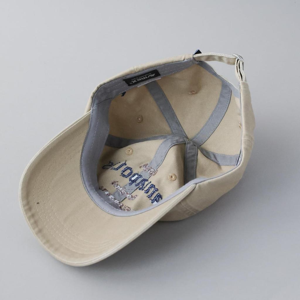 Avirex Military USNA Logo Cotton American Casual Summer Baseball Size 070 Men's Low-Profile Cap, Embroidered, Style, Cap, Beige,