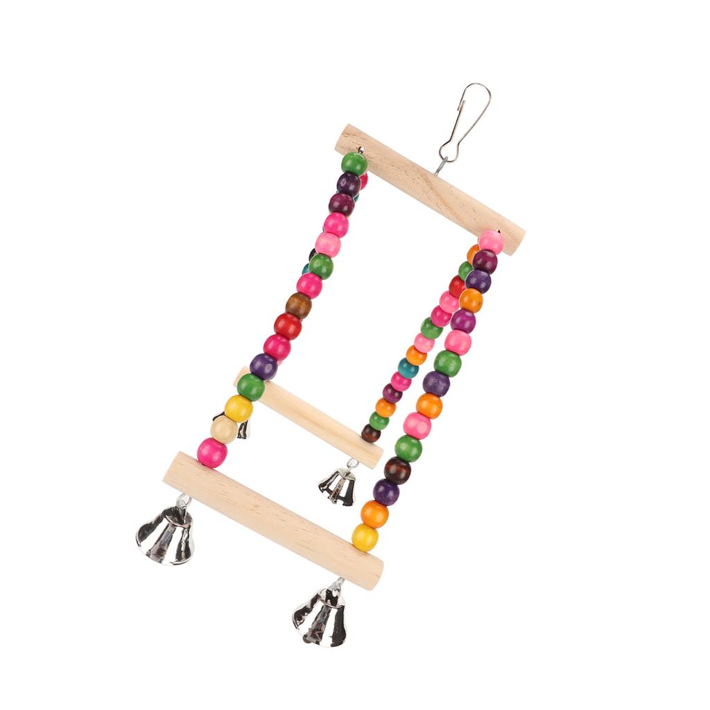 Wooden Beads Bird Swing Toy Colorful Half Circle Bird Swing Perch Cage Toys for Parrots