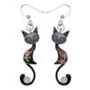 Vintage Style Colorful Cat Pendant Drop Earrings Female