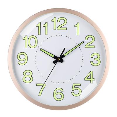 Silent Quartz Clock Plastic Wall Mounted Luminous Quiet for Living Room Bedroom 12in 30cm Rose Gold