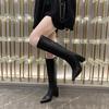 Autumn Winter Women Knee High Boots Fashion Knight Long Booties Square High Heels Shoes Botas Mujer