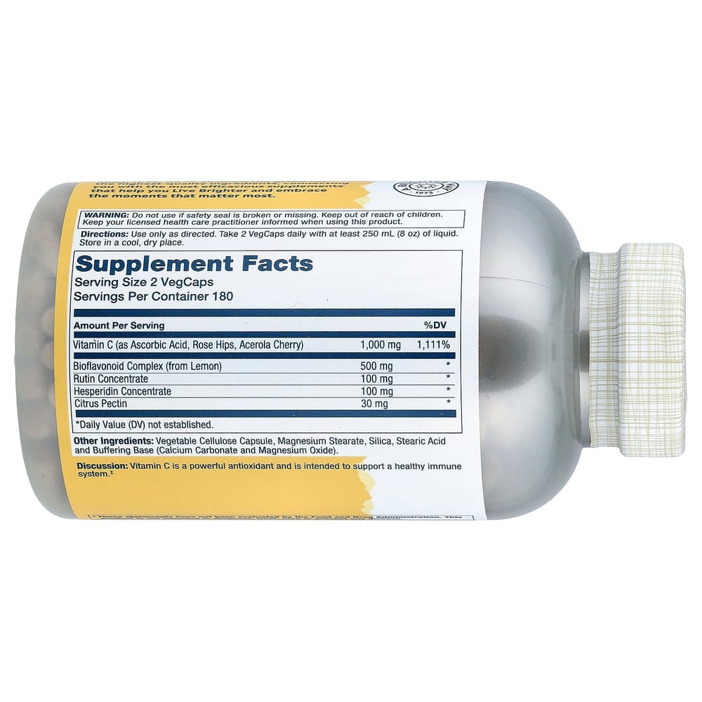 Solaray Buffered Super Bio Vitamin C 1000mg Veggie Capsules, 360 Count