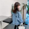 Girls' Gradient Denim Jacket - Spring/Autumn Collection 2026, Large Children's Lapel Top