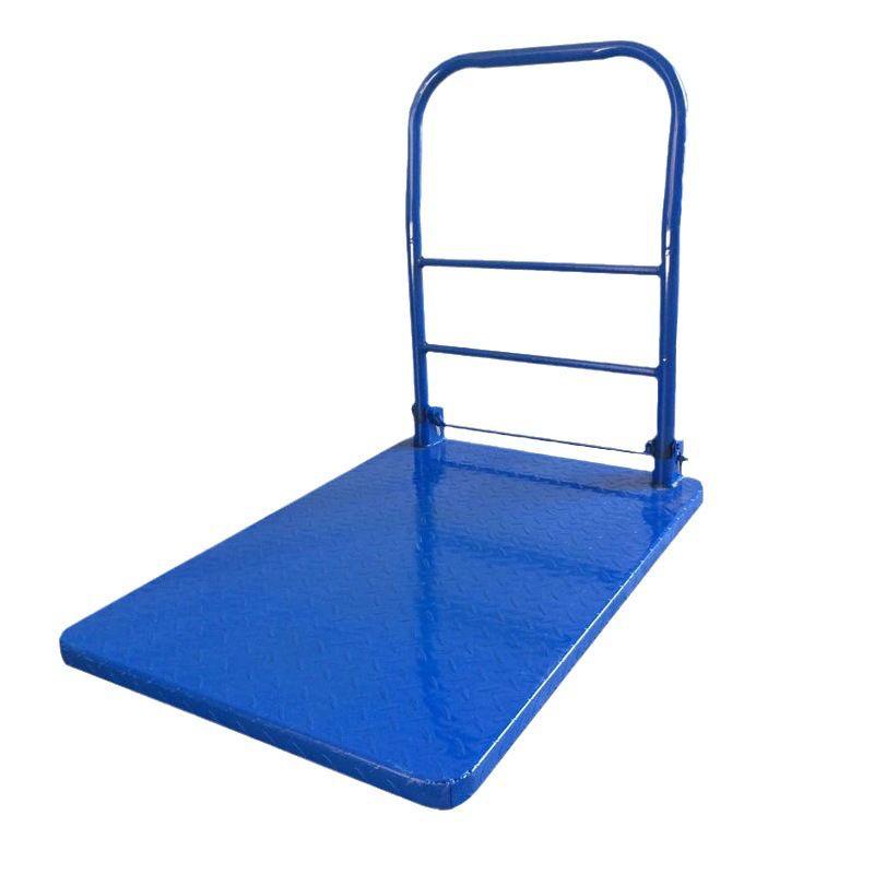 Foldable Flatbed Hand Truck - Silent Logistics Cargo Transport Cart with Strong Load-Bearing Steel Plate for Warehouse Use.