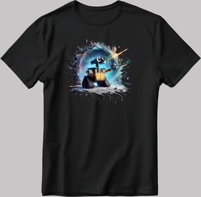 Wall E Galaxy Zwart T-shirt Met Unisex Stijl Beste Cadeau