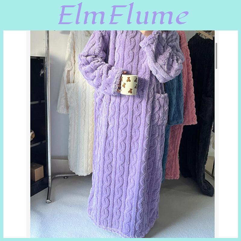 Pajamas And Warm Home Thick In Winter Coral Velvet Jacquard Nightgown Solid Color Home Dress Nightdress Casual And Simple