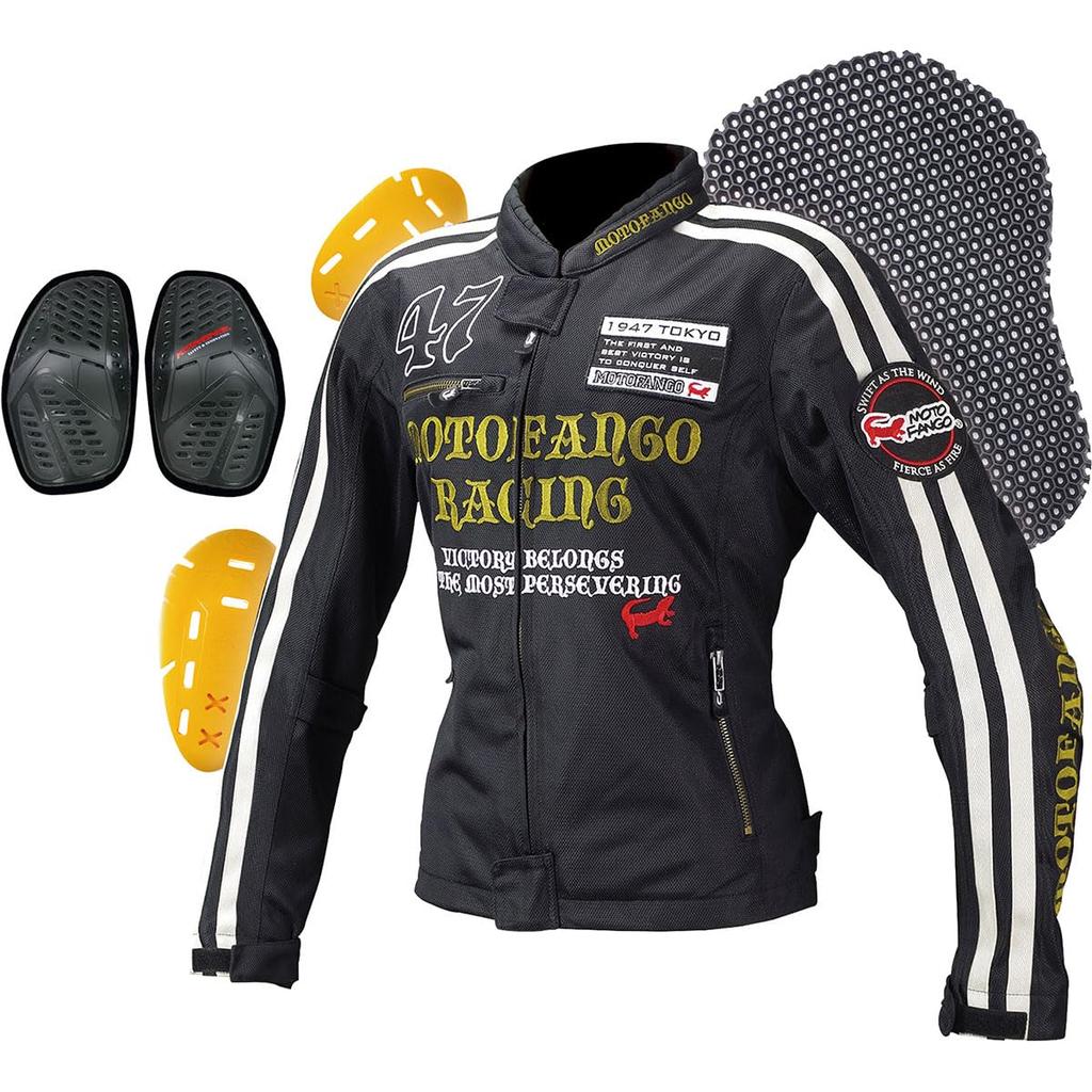 KOMINE Double Line Mesh Motorcycle Size M Mesh CE Level 2 Protector Jacket, Black/Gold, (MJ-003 1173), Spring/Summer, Material, Certified,